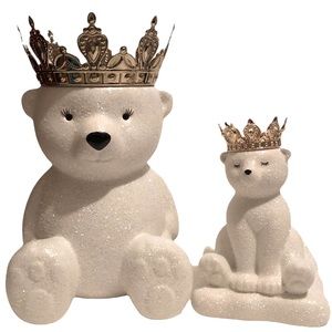 BBW ROYAL POLAR BEAR CERAMIC 3-WICK CANDLE HOLDER & FOAMING SOAP HOLDER
